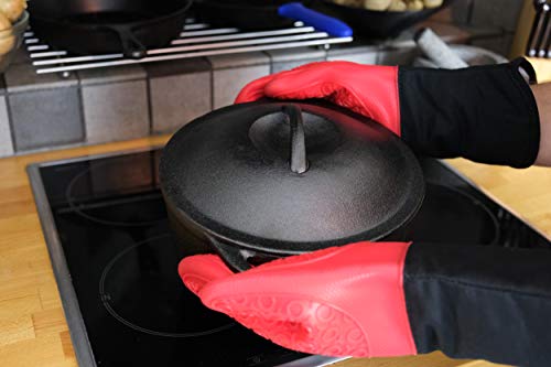 Juego de 4 Manoplas de Silicona para Horno, Resistentes al Calor, Antideslizantes, con Textura - Rojo
