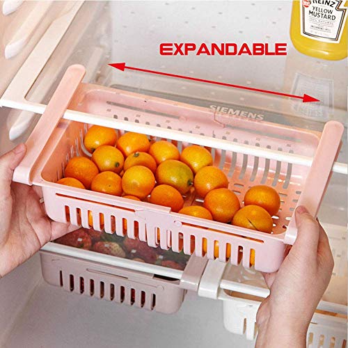 Juego de 4 organizadores de cajón para nevera, refrigerador, estante de almacenamiento para congelador, organizador de cocina y ahorro de espacio (4)