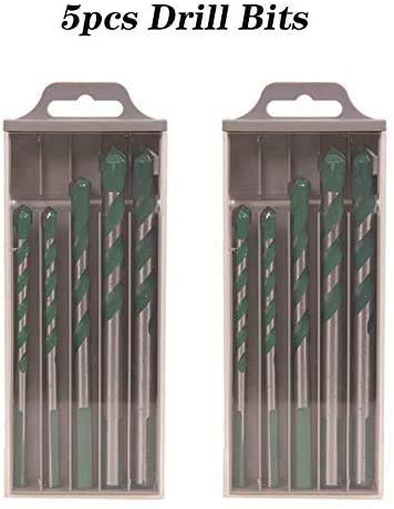 Juego de 5 brocas industriales multifuncionales, juego de ladrillos de carburo cementado, adecuado para acero inoxidable, hormigón, ladrillo vitrificado, madera, aleación de aluminio y plástico