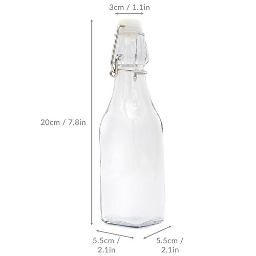Juego de 6 botellas Clip Top Preserve | Botellas de vidrio hermético Dispensador Cruet | Vinagre de aceite Cerveza Vino Soda | M&W 250ml