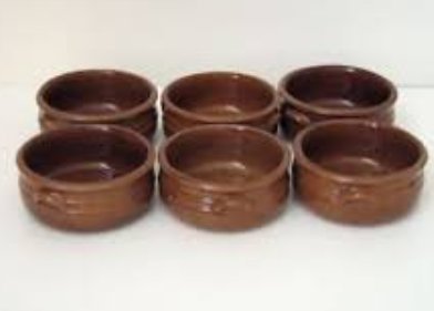 Juego de 6 cazuelas de cerámica rústica, diámetro 13 cm