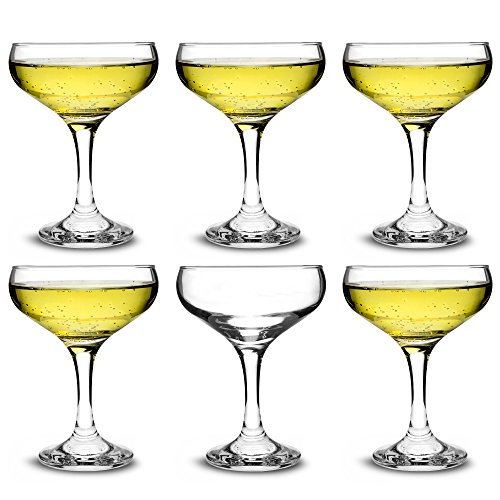 Juego de 6 copas de champán de 200 ml, elegantes, en caja de regalo 
