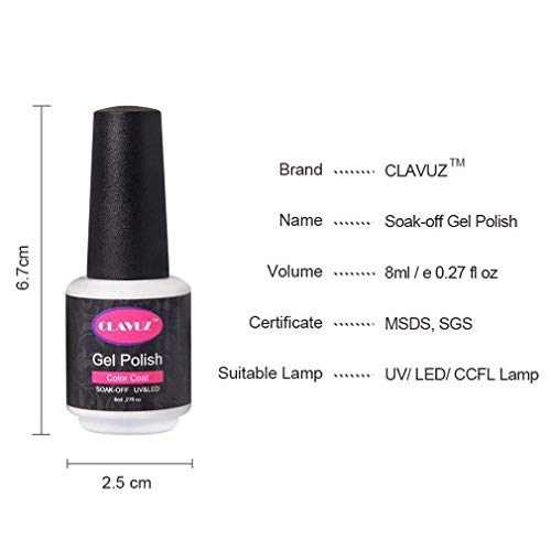 Juego de 6 esmaltes de uñas CLAVUZ, secado UV y LED, bastoncillo con imán incluido (8 ml)