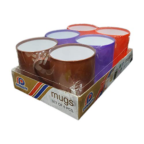 Juego de 6 tazas de plástico multicolor para viajes y niños, sin BPA, con mango