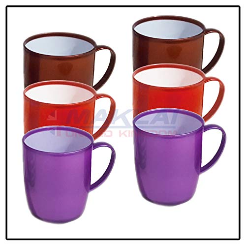 Juego de 6 tazas de plástico multicolor para viajes y niños, sin BPA, con mango