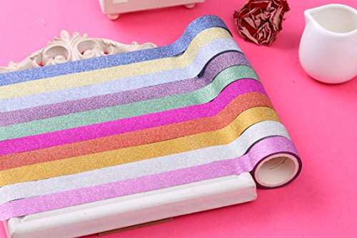 Juego de 60 rollos de cinta washi con purpurina, cintas decorativas para manualidades, planificadores, álbumes de recortes o suministros escolares/fiestas