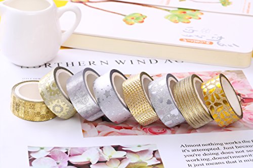 Juego de 60 rollos de cinta washi con purpurina, cintas decorativas para manualidades, planificadores, álbumes de recortes o suministros escolares/fiestas