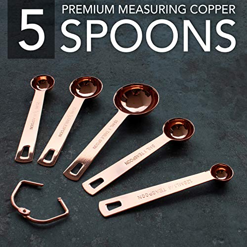 Juego de 9 Piezas de Tazas y Cucharas Medidoras | de Cobre y Acero Inoxidable brillante |con Medidas grabadas | Para ingredientes secos y líquidos, cocinar y hornear