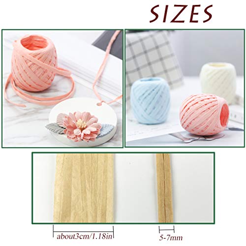 Juego de 9 Rollos de Cinta de Papel de Rafia,9 Colores, Colorido Hilo de Yute Natural Para Manualidades Bricolaje, Papel de Regalo Guita