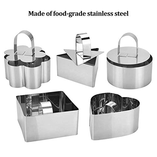 Juego de anillos de postre de acero inoxidable, 8 unidades, para tartas y mousse de tartas, moldes para hornear con empujador para hacer postres, color plateado
