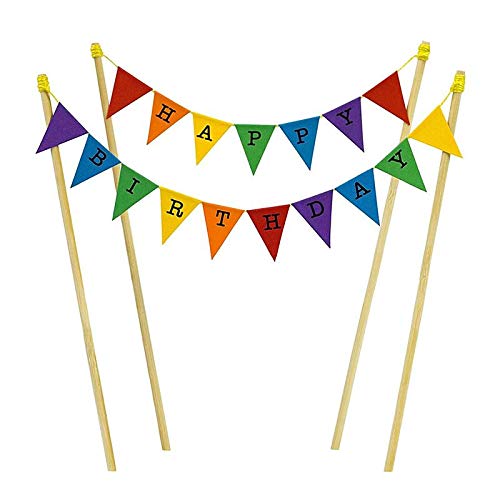 Juego de banderines de Feliz cumpleaños para pastel
