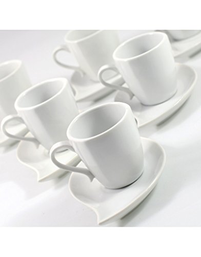 Juego de Café de Diseño Original 6 Tazas y 6 Platos con Forma de lágrima 100cc Cerámica Hogar y mas
