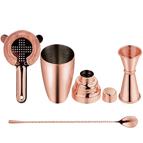 Juego De Cócteles: Kit De Coctelera Parisina De Cobre En Caja De Regalo Con Accesorios Que Incluyen Agitador Aparejo Y Colador,Pink-500ml