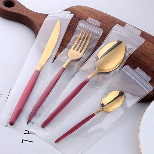Juego de cubiertos de acero inoxidable, 16 piezas Mostrada Manija roja Juego de vajilla para 4, Buyer Star Batería de cocina Utensilios