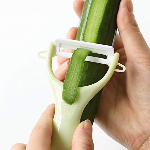 Juego de cuchillo y pelador de cerámica – Cuchillo pequeño y pelador de cocina premium para frutas y verduras, incluye cuchillo de cerámica, pelar a los hilos, tabla de cortar (verde)