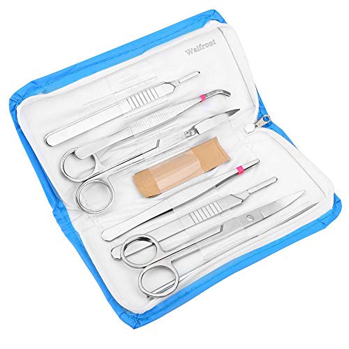 Juego de disección de acero inoxidable de alta calidad, 7 piezas; herramientas de laboratorio para estudiantes de biología