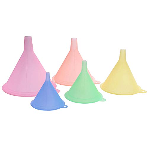 Juego de embudo de cocina, 5 embudos de cocina, colores arcoíris – 67 mm, 83 mm, 98 mm, 110 mm y 125 mm