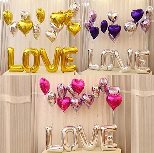 Juego de globos para boda de 30 pulgadas Amaoma, letras en forma de corazón, globos Mylar, púrpura