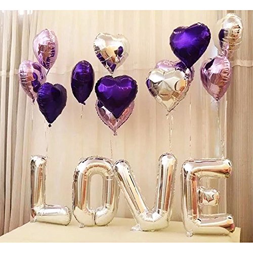 Juego de globos para boda de 30 pulgadas Amaoma, letras en forma de corazón, globos Mylar, púrpura