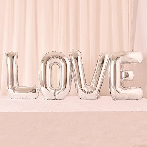 Juego de globos para boda de 30 pulgadas Amaoma, letras en forma de corazón, globos Mylar, púrpura