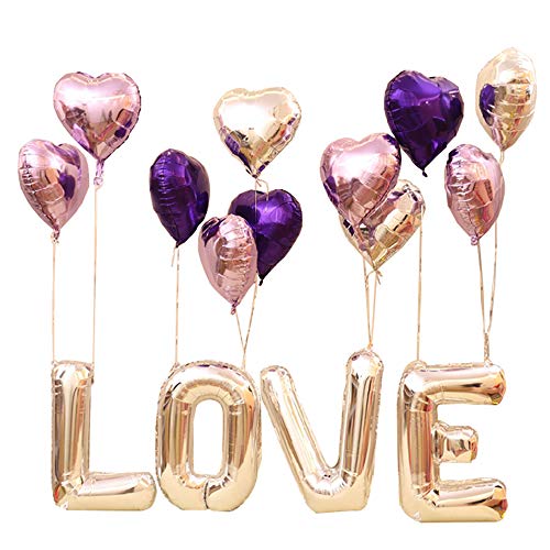 Juego de globos para boda de 30 pulgadas Amaoma, letras en forma de corazón, globos Mylar, púrpura