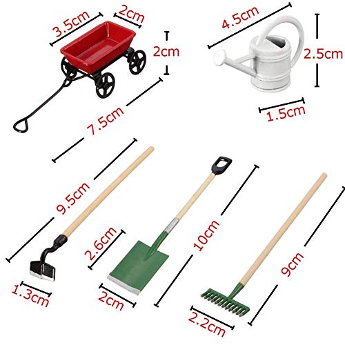 Juego de herramientas para el hogar   Juego de mini herramientas para plantas de jardinería Juego de palas Implementos agrícolas Juego de hervidor de agua para el automóvil 1:12 Juego de herramien