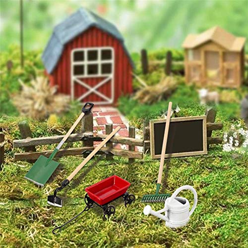 Juego de herramientas para el hogar   Juego de mini herramientas para plantas de jardinería Juego de palas Implementos agrícolas Juego de hervidor de agua para el automóvil 1:12 Juego de herramien