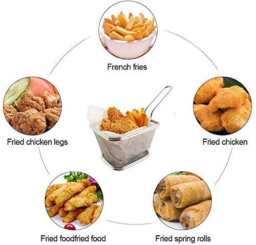 Juego de herramientas para el hogar   Mini cestas para freír Freidora de acero inoxidable Cesta para colar Servir Presentación de alimentos Papas fritas Cesta Herramientas de cocina Mesa Artesanía