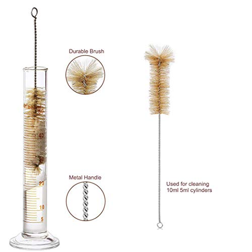 Juego de Matraz Erlenmeyer, JESSTOLO 50ml Matraces, 50ml Vídrio Graduado, 10ml/5ml Cilindros de Medición, con 3 Pipetas de Vidrio, 2 Cepillos de Limpieza y 2 Varillas de Agitación de Vidrio