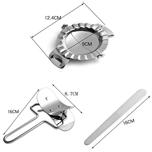 Juego de Moldes de Bola de Masa de Acero Inoxidable,Molde de Empanadillas Manuales/Cuchara de Relleno de Bola de Masa hervida/Cortador de Bola de Masa Hervida,Dumpling Accesorios de Cocina(3 Piezas)