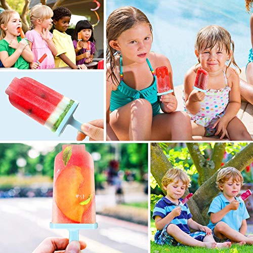 Juego de moldes de paletas de hielo, palitos de paleta, chocolate para hacer hielo, certificado LFGB sin BPA con 50 palos de madera (no se derrama).
