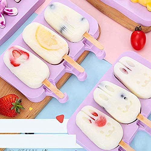 Juego de moldes de paletas de hielo, palitos de paleta, chocolate para hacer hielo, certificado LFGB sin BPA con 50 palos de madera (no se derrama).
