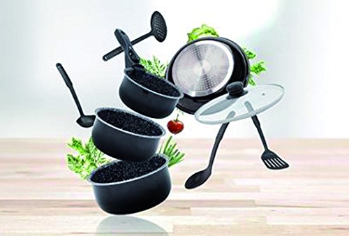 Juego de ollas de 10 Piezas de Ahorro de Piedra de Lava con ollas de Cuello Desmontable Kit Determinado sartenes ollas con Tapas de Cocina de Gas e inducción