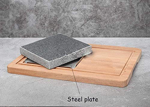 Juego de platos de piedra de lava natural para bistec a la parrilla, juego de bistec para cocinar con parrilla de piedra caliente, sartén de piedra volcánica de lava (sin incluir cuchillo y tenedor)