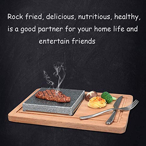 Juego de platos de piedra de lava natural para bistec a la parrilla, juego de bistec para cocinar con parrilla de piedra caliente, sartén de piedra volcánica de lava (sin incluir cuchillo y tenedor)