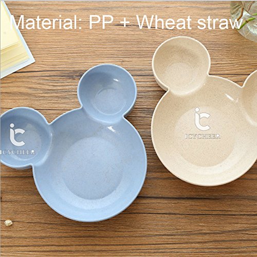 Juego de platos y cuencos de plástico ICYCHEER con la forma de la cabeza de Mickey Mouse. Ideal para niños