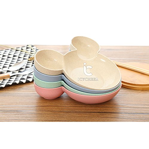 Juego de platos y cuencos de plástico ICYCHEER con la forma de la cabeza de Mickey Mouse. Ideal para niños
