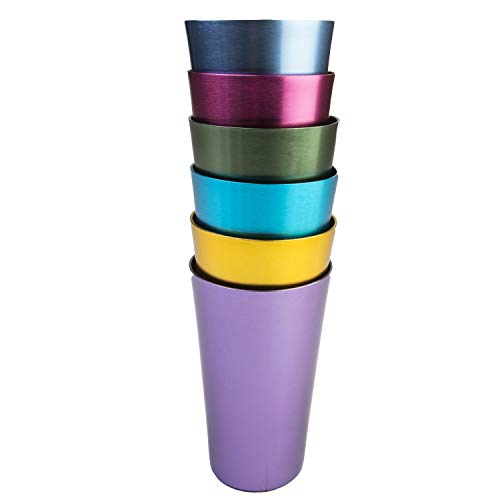 Juego de seis vasos de aluminio anodizado