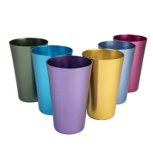 Juego de seis vasos de aluminio anodizado