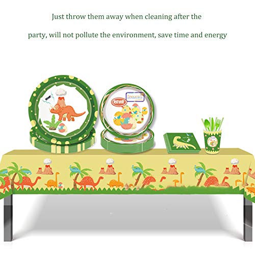 Juego de suministros para fiestas de dinosaurios, vajilla desechable de dinosaurios de 93 piezas