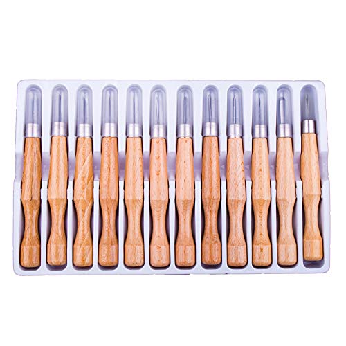 Juego de talla y elaboración de figuras en madera Hi-Spec de 12 piezas para tallado de virutas, figuras en relieve y tallado de piezas. Ideal para manualidades y para los aficionados al bricolaje