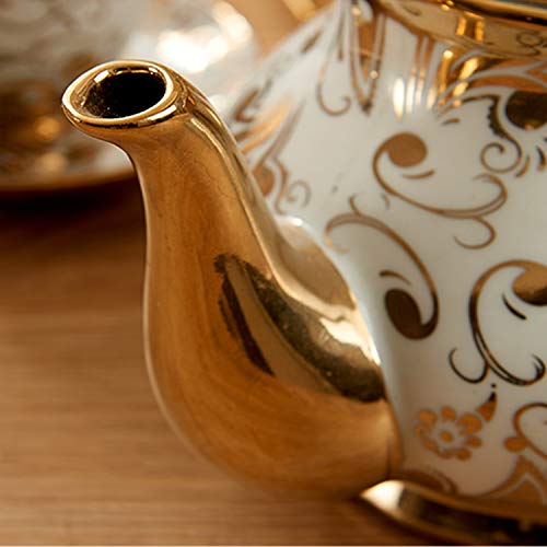 Juego De Té Café Con Cerámica 20 Piezas, Porcelana China De Oro Con Estampado Europeo, Estantes De Envío, Porcelana China, Hechos A Mano, Regalos, Menaje, Cafetería