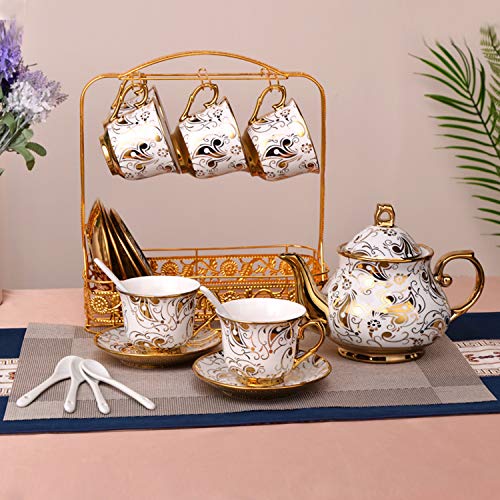 Juego De Té Café Con Cerámica 20 Piezas, Porcelana China De Oro Con Estampado Europeo, Estantes De Envío, Porcelana China, Hechos A Mano, Regalos, Menaje, Cafetería