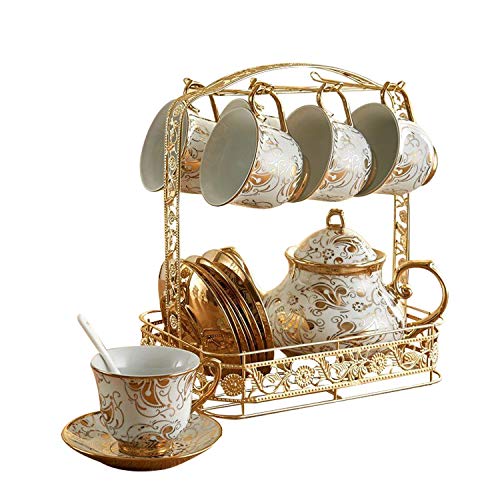 Juego De Té Café Con Cerámica 20 Piezas, Porcelana China De Oro Con Estampado Europeo, Estantes De Envío, Porcelana China, Hechos A Mano, Regalos, Menaje, Cafetería