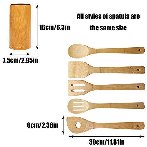 Juego De Utensilios De Cocina Hechos De Bambú Natural Espátula De Bambú Natural Set De Espátula De Bambú Cuchara Espátula De Madera De Bambú Para Ollas Antiadherentes Sartenes Utensilios De Cocina