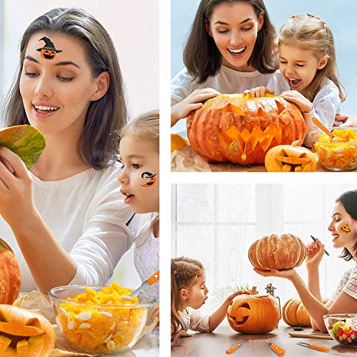 Juego de útiles para tallar Calabazas, 4 Piezas Kit de Talla de Calabaza Premium para Halloween - Talla de Calabaza de Halloween Luz de Calabaza DIY, Juego de Herramientas de Acero Inoxidable + Mango