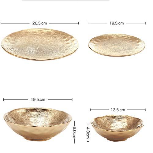 Juego de vajilla de cerámica Dorada nórdica Juego de Platos de Carne Adornos Chinos Platos Occidentales (tamaño : 19.6cm)
