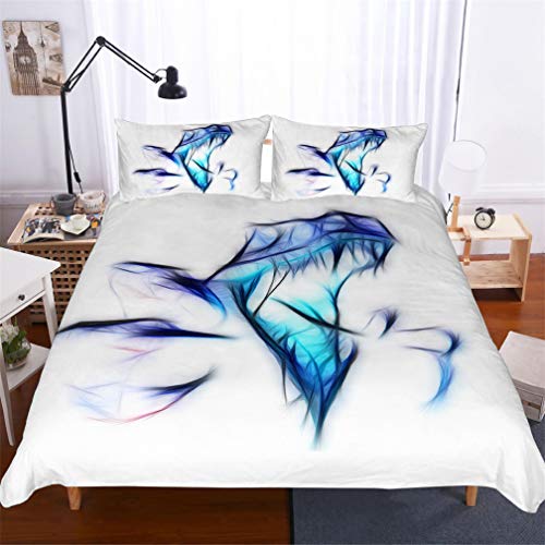 Juegos de edredones Animal 3D Dinosaurio Jurásico Tirano-saurio Rex Impresión Juego de cama Funda de almohada y Funda nórdica con cremallera Adulto Niño (Dinosaurio 1, 180x220 cm - Cama 90)