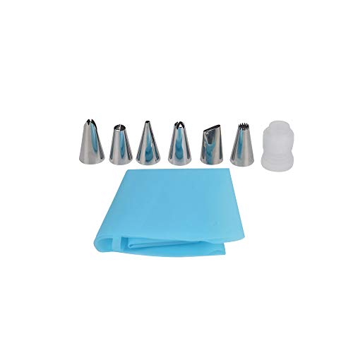 Jueyan - Juego de 6 boquillas para manga pastelera de acero inoxidable con adaptador de silicona para cupcakes y tartas de nata, accesorios de pastelería, decoración de tartas + manga pastelera