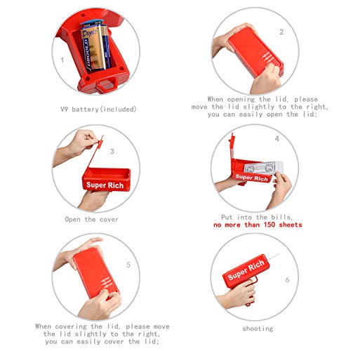 Juguetes del dinero ValueTalks Pistola del Dinero Money Gun Regalo de Juguete Infantil para Bar Navidad Carnaval Halloween Fiesta de Cumpleaños Aniversario Reunión de Amigos